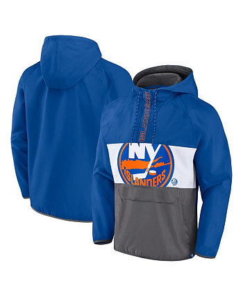 Мужской анорак Royal New York Islanders с капюшоном с молнией до половины длины реглан Fanatics