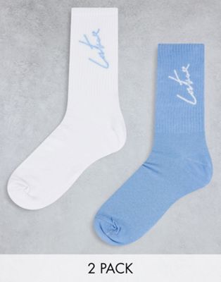 Набор из двух спортивных носков The Couture Club белого и синего цветов The Couture Club