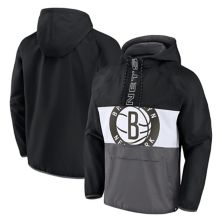 Men's Fanatics Branded  Black/Gray Brooklyn Nets Anorak Flagrant Foul Color-Block Raglan Hoodie Half-Zip Jacket Unbranded