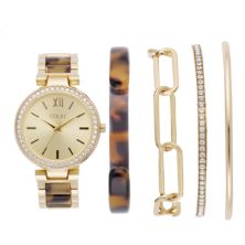 Женские золотистые блестящие часы Folio и комплект штабелируемых браслетов Folio