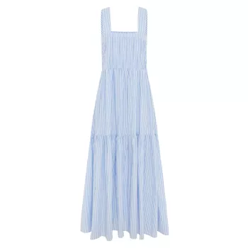 Penelope Striped Cotton Voile Tiered Maxi BIRD & KNOLL