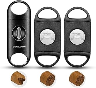 Cigar Cutter Set, Sharp Blade Cigar Guillotine, Enlarge Cigar V-Cut Cigar Cutter Guillotine-3 Packs(Black) Cigarloong