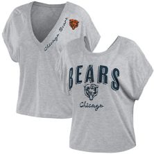 Women's WEAR by Erin Andrews Heather Gray Chicago Bears Reversible T-Shirt WEAR by Erin Andrews