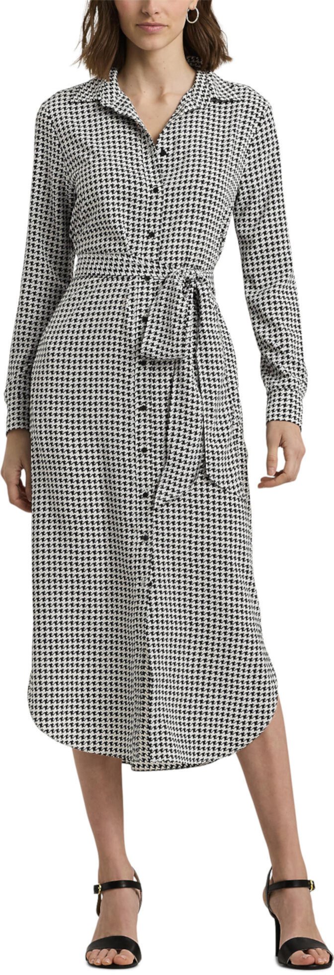 Платье-рубашка из крепа с поясом "гусиные лапки" LAUREN Ralph Lauren