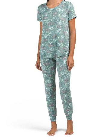 Пижамный комплект с короткими рукавами и цветочным принтом из 2 предметов Twilight Fields Jaclyn Intimates