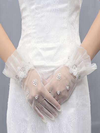 Перчатки с цветком свадебный SHEIN