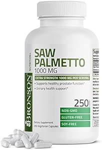 Bronson Saw Palmetto 1000 MG per Serving (Порция) Extra Strength Supports Healthy Prostate Function & Urinary Health Support - Non GMO, 100 Vegetarian Capsules (Вегетарианские капсулы) Bronson