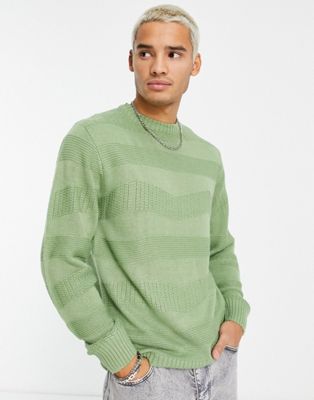 Le Breve wave knit sweater in green Le Breve