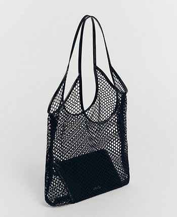 Women's Mesh Pattern Shopper Bag MANGO