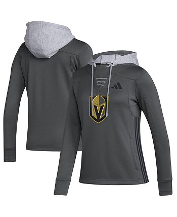 Женский серый пуловер с капюшоном Vegas Golden Knights Refresh Skate Lace AEROREADY Adidas