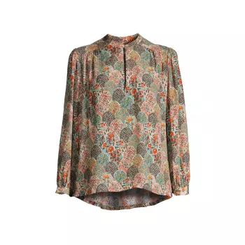 Блузка Bailey из смесового шелка с цветочным принтом и длинными рукавами Birds of Paradis