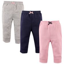 Хлопковые штаны для малышей и девочек Luvable Friends, 3 шт., светло-розовые, темно-синие Luvable Friends