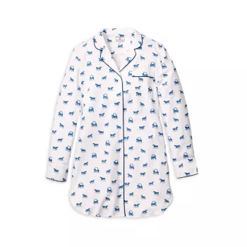 The Equestrian Graphic Cotton Pajama Shirt Petite Plume