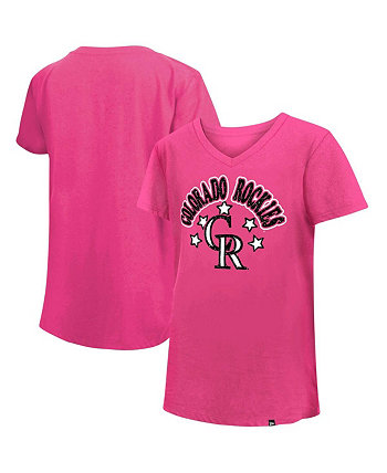 Розовая футболка Big Girls Colorado Rockies Jersey Stars с v-образным вырезом New Era
