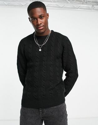 Черный свитер с круглым вырезом из смесовой шерсти French Connection French Connection