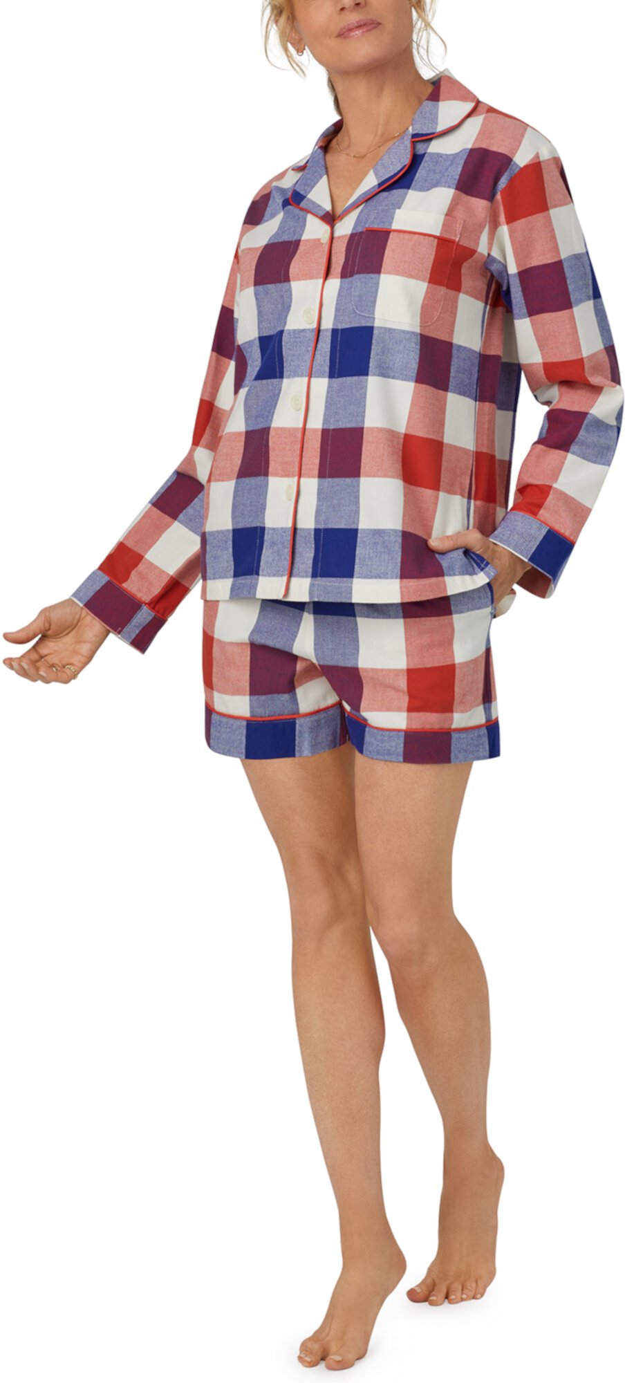 Короткая пижама из фланели с длинными рукавами из органического хлопка BedHead