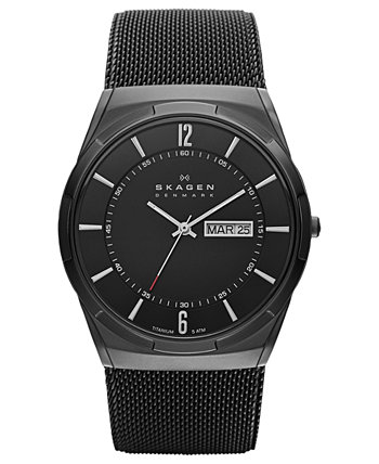 Мужские часы Melbye Black Titanium Mesh с браслетом 40 мм SKW6006 Skagen