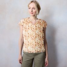 Женская рубашка LC Lauren Conrad с завязкой спереди и v-образным вырезом с рюшами LC Lauren Conrad