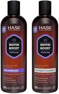 HASK BIOTIN BOOST Shampoo and Conditioner Set Thickening for all hair types, color safe, gluten-free, sulfate-free, paraben-free - 1 Shampoo and 1 Conditioner HASK