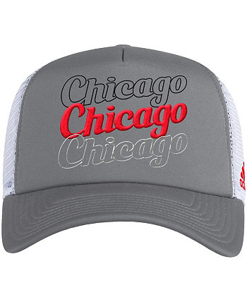 Женская серо-белая бейсболка Chicago Blackhawks Foam Trucker Snapback Adidas