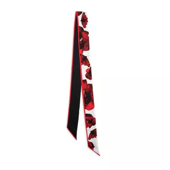Шелковый шарф с отделкой в рубчик розового цвета Alexander McQueen