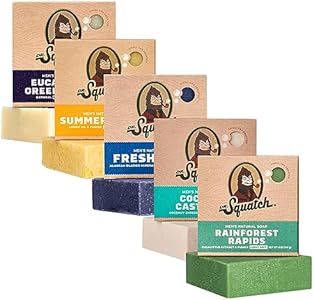 Dr. Squatch All Natural Bar Soap for Men, 5 Bar Variety Pack - Men's Natural Bar Soap - Rainforest Rapids, Coconut Castaway, Fresh Falls, Summer Citrus, and Eucalyptus Greek Yogurt - Soap Gift Dr. Squatch