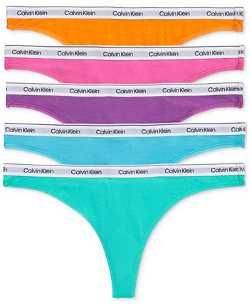 Women's 5-Pk. Modern Logo Low-Rise Thong Underwear QD5221 Calvin Klein