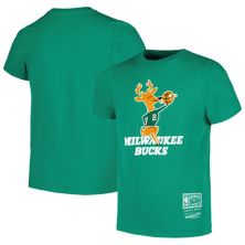 Youth Mitchell & Ness Green Milwaukee Bucks Hardwood Classics Retro Logo T-Shirt Mitchell & Ness