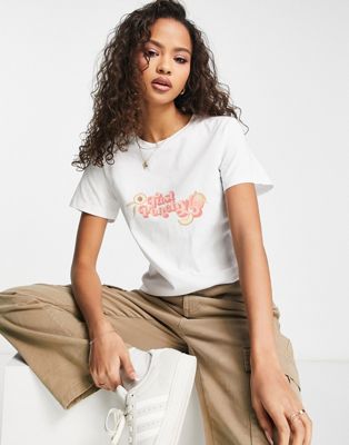 Charlie Holiday Just Peachy slim t-shirt in white CHARLIE HOLIDAY