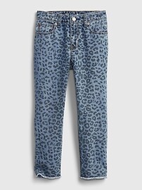 Детские джинсы для девочек с леопардовым принтом средней посадки и умывальником Gap