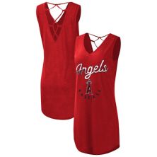 Женское красное пляжное пляжное платье G-III 4Her by Carl Banks Los Angeles Angels Game Time Slub с v-образным вырезом In The Style