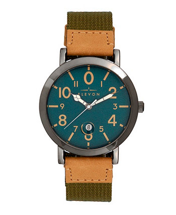 Женские часы Mach 5 светло-коричневого, черного, бежевого, синего или зеленого цвета с парусиновым ремешком, 43 мм Elevon