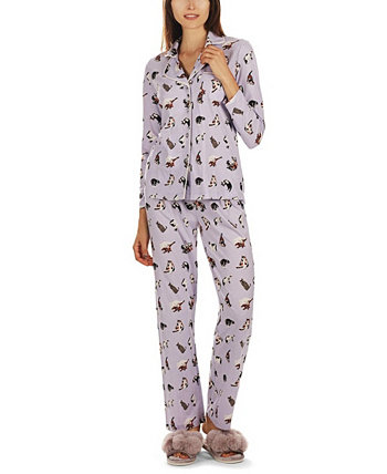 Женский пижамный комплект из 2 предметов Crazy Cats из смеси хлопка MEMOI