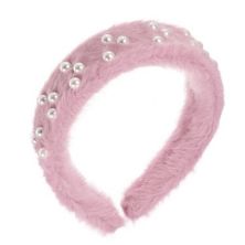 Fluffy Fuzzy Headband Solid Color Hair Band Faux Pearl Hair Bands Unique Bargains