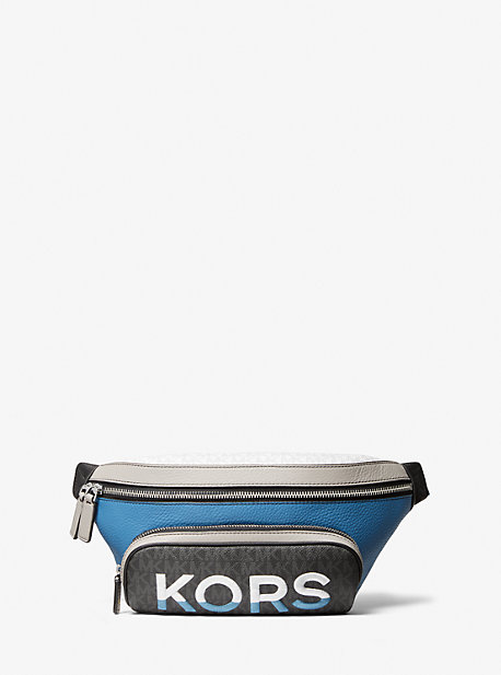 Двухцветная поясная сумка Cooper с вышитым логотипом и кожаной поясной сумкой Michael Kors