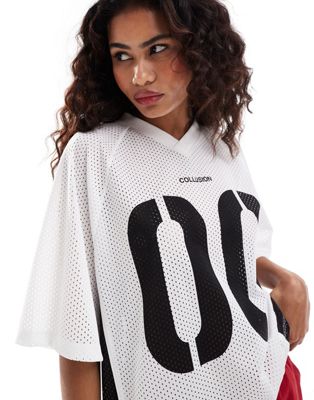 COLLUSION oversized sports tee with number graphic in ivory Collusion