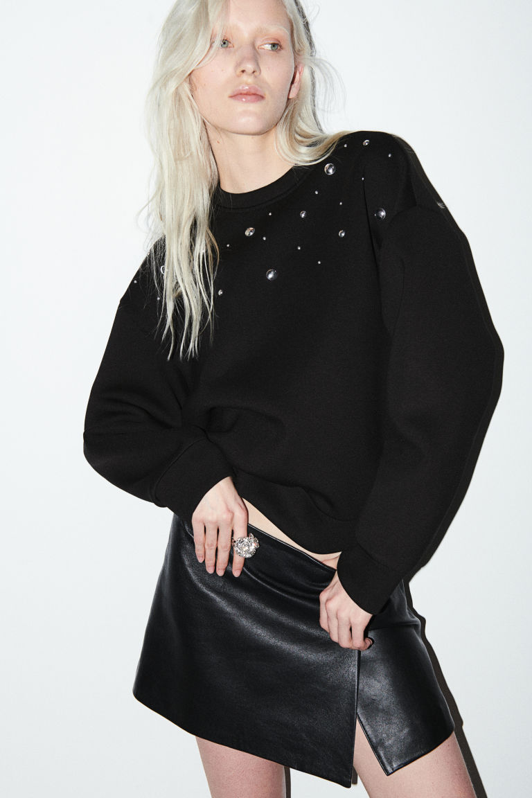 Studded Scuba Sweatshirt H&M