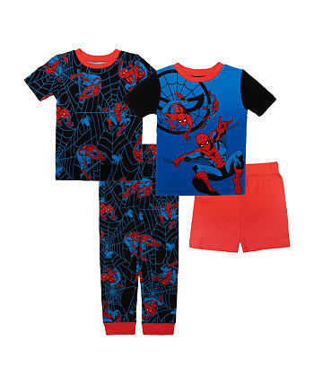 Хлопковый пижамный комплект из 4 предметов Big Boys Marvel SPIDERMAN
