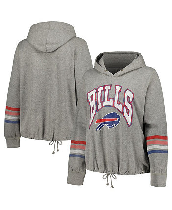 Женский пуловер с капюшоном Upland Bennett больших размеров цвета Хизер Серый, потертый, Buffalo Bills, толстовка '47 Brand