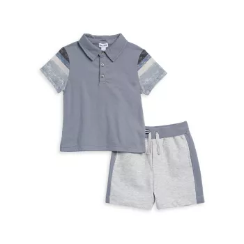 Baby Boy's &amp; Рубашка-поло в бурную полоску для маленького мальчика и усилитель; Комплект шорт Splendid