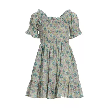 Многоярусное хлопковое мини-платье Kiki с цветочным принтом MILLE