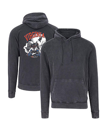 Мужской темно-серый рваный пуловер с капюшоном Virginia Cavaliers Haunted Campus Cavalier Spooky Hoos в винтажном стиле реглан Image One