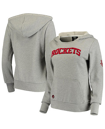 Women's Heathered Gray Houston Rockets French Terry Lining Thumbhole Pullover Hoodie FISLL
