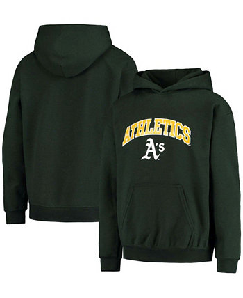 Зеленый пуловер с флисовой толстовкой Big Boys and Girls Oakland Athletics Stitches