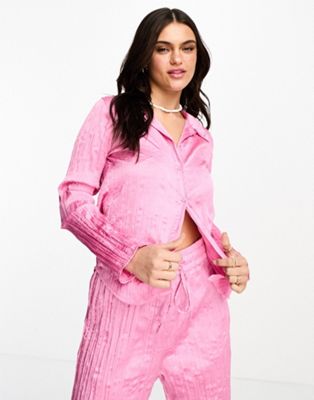 Розовая жатая блузка Monki - часть комплекта. Monki