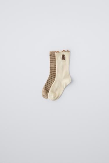 Унисекс Детские носки Zara TWO-PACK OF BEAR SOCKS ZARA