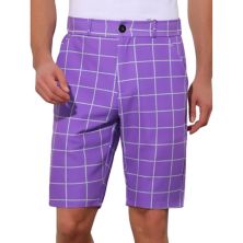Plaid Golf Shorts For Men's Color Block Flat Front Formal Check Shorts Lars Amadeus