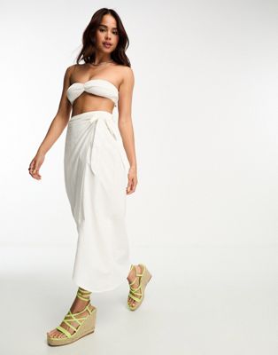 Vero Moda sarong maxi beach skirt in white VERO MODA