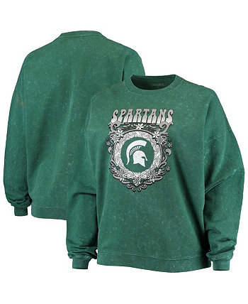 Женская зеленая толстовка с пуловером в стиле Мичиган штата Спартанцы, выстиранная в винтажном стиле, большого размера ZooZatz