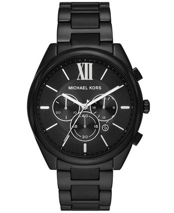 Мужские часы Langford Chronograph с черным ремешком из нержавеющей стали 45 мм Michael Kors